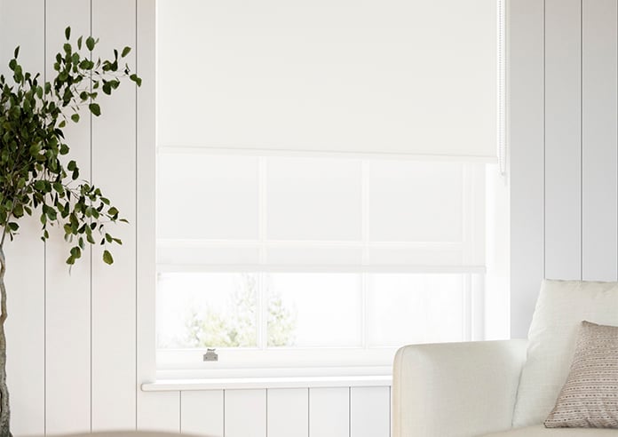 Rimini (Blackout), White & Optima Chiffon - Double Roller Blind - Image 5